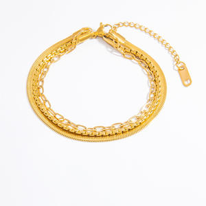 Stainless Steel 18K Gold Plated <b>Bracelet</b> <b>Snake</b> Bone <b>Chain</b> Geometric Design For Women Jewelry Gift - Product Image 5