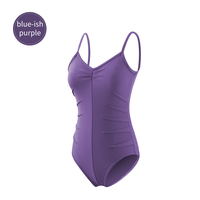 Justaucorps de danse pour femmes adultes, violet-rouge, en nylon flexible, avec soutien-gorge intégré, pour l'entraînement