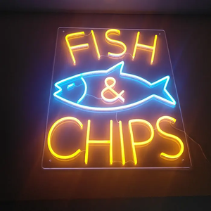 Enseigne néon personnalisée éclairage Led Fish and Chips enseignes au néon pour décoration murale - Product Image 1
