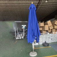 Parasol de terrasse carré bleu robuste pour extérieur, avec base en granit, idéal pour restaurants - Vente en gros usine