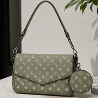 Herren-Umhängetasche mit Muster und Abnehmbarem Münzfach 2-in-1 Messenger-Tasche Schwarze Monogramm-Schultertasche für Tägliche Reisen