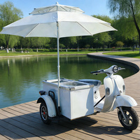 Chariot mobile de vente rapide pour aliments surgelés et crèmes glacées avec parasol, en tôle galvanisée résistante à la rouille