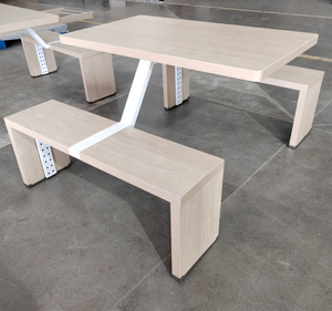 Set Tavolo e Panche Contemporaneo in Legno e Acciaio per Ristoranti - Ecologico, Durevole, Facile da Pulire per Caffè, Ristoranti e Sale - Product Image 3