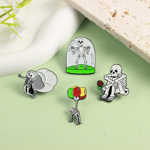 Sming Pins Squelette <span class=keywords><strong>Parachutisme</strong></span> Émail Pin Triste Rose Squelette Revers Badge Fun Ballon Bouteille En Verre Broche - Product Image 4