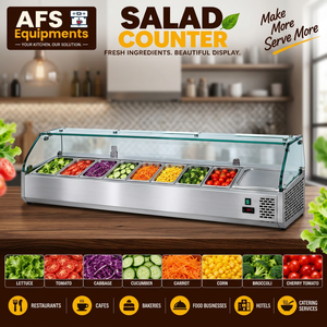 ตู้แช่สลัด AFS Equipments ขนาด 1500 มม. สแตนเลส ระบบทำความเย็นด้วยอากาศ ป้องกันน้ำแข็งเกาะ พร้อมหน้าจอดิจิตอลควบคุม สำหรับร้านอาหารและร้านกาแฟ - Product Image 4