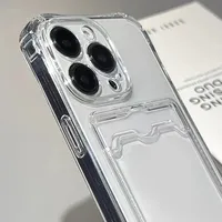 Coque de téléphone transparente en Silicone antichoc pour iPhone 15 14 13 12 Mini 11 Pro XS Max X XR 7 8 Plus Housse de protection arrière pour carte