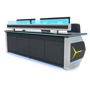 LED ışık akrilik ofis bilgisayar konsol masası güvenlik komutu işletim ofis iş istasyonu masa mobilya personel monitör masaları - Product Image 2
