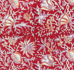 Tela de Algodón Estampada a Mano con Diseño Floral Rojo |   Textiles Artesanales Indios para Confección de Ropa, Costura, Acolchado y Prendas Étnicas - Product Image 4