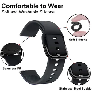 Bracelet en caoutchouc de 20 mm et 22 mm pour montre 7-FE 6/5/pro/3/4 Classic/<span class=keywords><strong>Active</strong></span> avec boucle à <span class=keywords><strong>2</strong></span> broches - Product Image 2