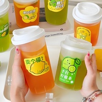 Gobelets en plastique PP jetables personnalisés de 90 mm à paroi simple de 500 ml pour café et thé, avec impression personnalisée en relief