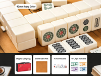 Jeu de Mahjong Funky Trade en Mélamine Ivoire, 144 Tuiles Disponibles en 4 Tailles, avec Sac de Transport, Tapis de Table et Jetons