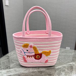Bolso tejido de cuerda de algodón con diseño de dibujos animados, bolso tote lindo para mujer, gran capacidad - Product Image 2