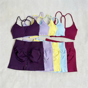 Set Sportivi da Donna Personalizzabili con Logo, Asciugatura Rapida, Senza Cuciture, per Fitness, Palestra, Corsa, Allenamento, Tinta Unita, Alta Elasticità, Traspiranti, per Yoga - Product Image 3