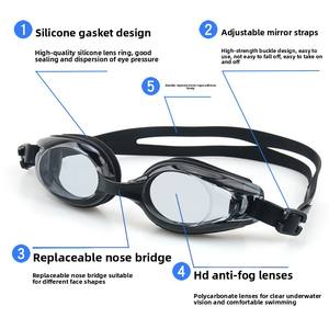 Venta al por mayor de gafas de natación de silicona de alta definición para adultos impermeable antivaho lente plana con puente de <span class=keywords><strong>Nariz</strong></span> de repuesto - Product Image 4