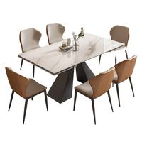 Juego de Comedor Moderno de Lujo con Mesa Extensible de Piedra Sinterizada y Madera de Pino Reciclada, Muebles de Bar Chinos para el Hogar y Hoteles