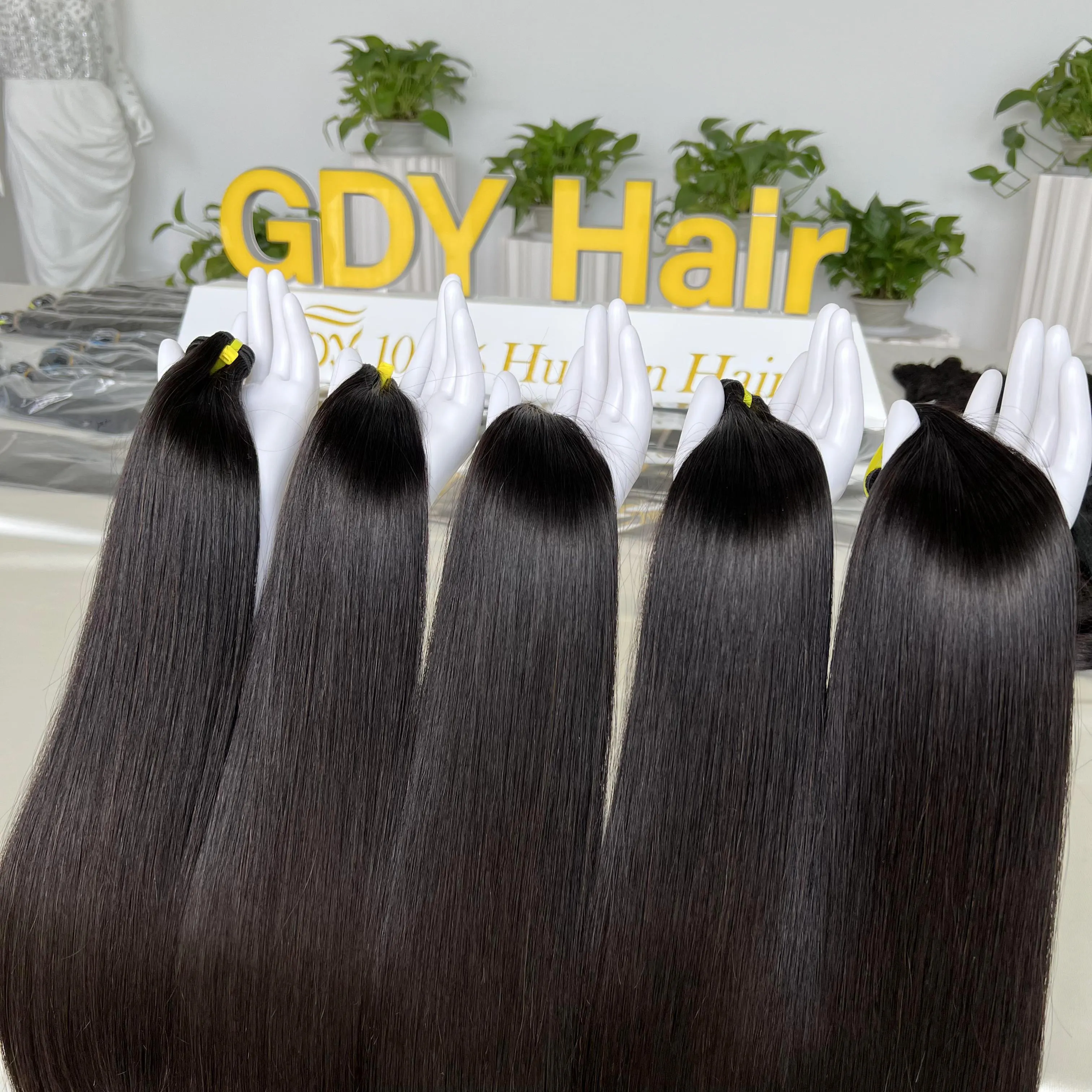 GDYhair Paquets de cheveux humains indiens vierges de qualité supérieure à double étirage 12A Paquets de cheveux humains brésiliens droits à cuticule alignée