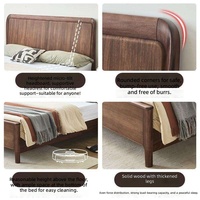 Lit en bois massif de style chinois, en noyer noir, luxueux, double, moderne, simple, grand lit pour chambre à coucher, lit en bois pour mariage
