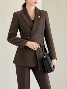Tendance NOUVEAU Manteau de costume d'affaires bleu foncé Pantalon pour femme Ensemble deux pièces <span class=keywords><strong>Blaze</strong></span> pour femme - Product Image 5