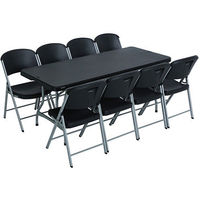 Chaises de banquet pliables en plastique noir moderne en gros et tables d'extérieur rectangulaires pour fête et événement