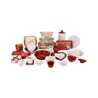 Service de vaisselle en céramique à motif animalier pour restaurants/hôtels - Thème Saint-Valentin - Kit durable cuillère/fourchette/couteau/baguettes