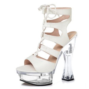 Zapatos de Pole Dance de 14 cm para <span class=keywords><strong>Mujer</strong></span>, Zapatos de Tacón Grueso con Punta Abierta para Bailarinas Exóticas, Zapatos de Crossdressing Fetiche para Caminar en el Escenario - Product Image 1