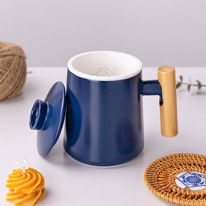 Ceramic <b>Tea</b> <b>Infuser</b> Mug 450ml With Lid Matte Finish For Home Office Personal Use - Product Image 5