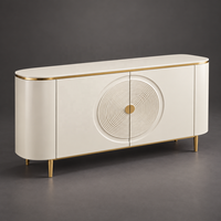 WYRAX Hotel Esszimmer-Sideboard Anrichte mit Skulpturaler Front Abgerundeten Ecken Geschlossenem Stauraum und Schmalen Goldenen Beinen