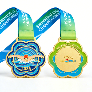 2026 Design Your Own Logo Sport 3D Metal Zinc Alloy Dance Souvenir Award Personalized Custom Swimming Medals With <b>Ribbon</b> - Product Image 2
