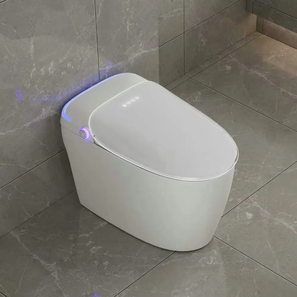 Toilet pintar elektrik pemasangan sederhana, dudukan toilet pintar panas dan dingin dengan semprotan ganda