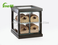 Vitrine de boulangerie personnalisée et en gros, étagère d'angle rustique en bois et acrylique, respectueuse de l'environnement, finition VINO polie