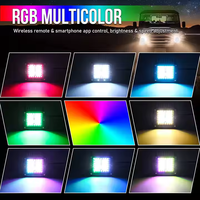 Télécommande sans fil RF étanche 3 pouces 18w RGB Square Offroad Lights Led Work Light Party Light avec Chaser RGB Halo