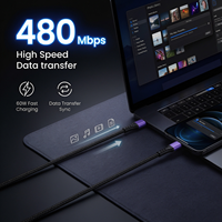 Câble tressé USB C vers USB C 60W 3A Charge rapide et transfert de données Câble Type C pour ordinateur portable tablette smartphone OEM ODM