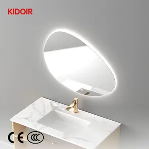 Kidoir Factory Intelligent Led Bath Mirror Three-Light Aluminum Lens Touch Light Mirror Oval Shape Illuminated Feature Hotels