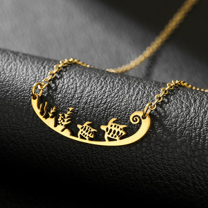Collier Pendentif Tortue en Acier Inoxydable Couleur Or Argent, Bijou Mode Zodiaque Animal, Chaîne Clavicule, Idéal Quotidien, Cadeau - Product Image 2