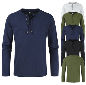 เสื้อเชิ้ตผู้ชายแขนยาวผ้าฝ้าย 100% คอตั้ง ระบายอากาศดี ติดกระดุมแบบสั่งทำได้ สไตล์ลำลอง ไซส์ใหญ่ สำหรับฤดูใบไม้ผลิ ขายส่ง - Product Image 2