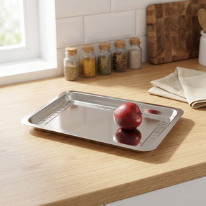 Bandeja de Servir Rectangular Minimalista de Acero Inoxidable, Acabado Espejo, Construcción de Alta Resistencia, Ecológica, Duradera y Multiusos - Product Image 3