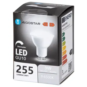 Lampe LED GU10 3W 6500K dimmable, idéale pour l'éclairage des espaces intérieurs et l'ambiance personnalisée. - Product Image 1