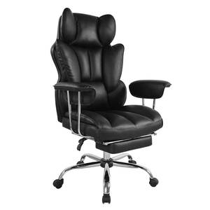 เก้าอี้สำนักงานสำหรับผู้บริหารหนัง PU ปรับเอนได้ตามหลักสรีรศาสตร์พร้อมที่วางเท้าและรองรับเอวหนัง PU ขนาดใหญ่และสูงหรูหรา - Product Image 1