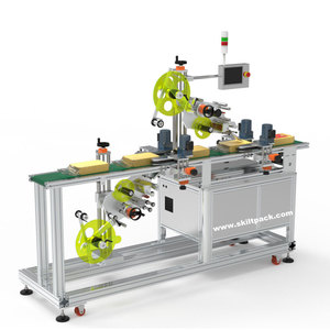 Applicateur d'étiquettes supérieures et inférieures pour sacs SKILT avec imprimante, machine d'étiquetage double face en stock, fabricant depuis 1998, CE Servo - Product Image 4