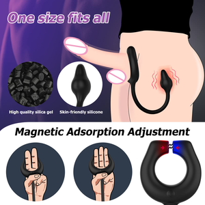 Magneet Adsorptie Ontwerp Penis Ring Vibrator Prostaat Massager Volwassen Seksspeeltjes Afstandsbediening Vibrerende Haan Ring Met Anale Plug - Product Image 3