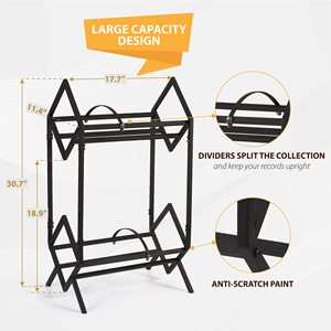 <strong>Record</strong> Storage Holder, Holds up to 160-200 LPs, Metal Vinyl <strong>Record</strong> Organizer Stand Magazine <strong>Record</strong> <strong>Rack</strong> - Product Image 3