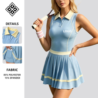 Robe de sport plissée taille haute anti-exposition pour femme, personnalisable avec logo OEM, idéale pour le tennis, le golf, le yoga et l'entraînement – Collection été