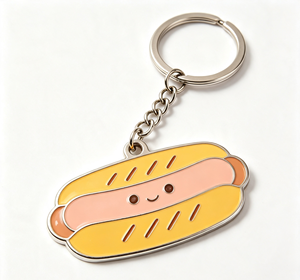 Custom Enamel Food Keychain <b>Cute</b> Hot Dog <b>Keyring</b> Metal Pendant Lightweight Souvenir Gift - Product Image 3