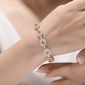 Pulsera Clásica de Tenis de All Fashions Jewelry con Citrino Natural y Moissanita, Chapado en Oro Sier, Pulseras y Brazaletes - Product Image 4