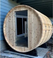 Sauna extérieur à bois avec vue panoramique, modèle résidentiel pour 6 personnes, en cèdre rouge noueux