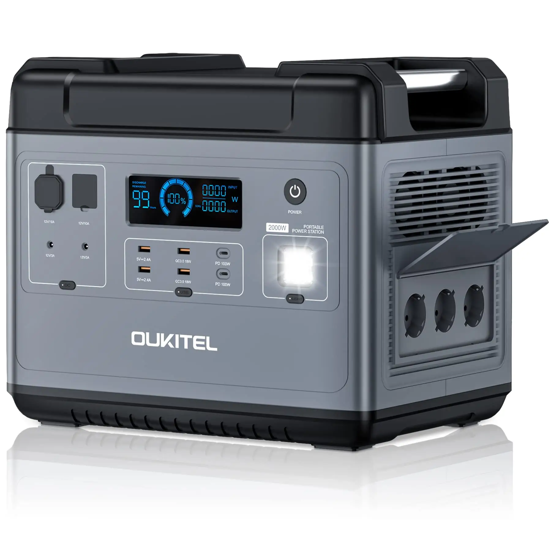 OUKITEL Lifepo4 centrale elettrica portatile 2000W 220V generatore solare per la ricarica dell'auto elettrica