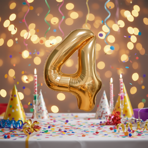 Globo de Papel Metálico Dorado con el Número 4 para Fiestas, 1 Metro, Lleno de Helio, Decoración para Fiestas de Cumpleaños - Product Image 2