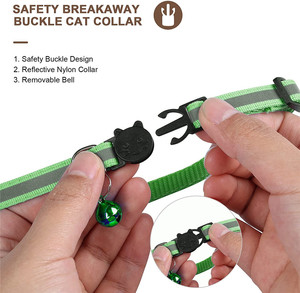 Collar Ecológico para Gatos con Tira Reflectante, Campana y Hebilla <span class=keywords><strong>de</strong></span> Seguridad Ajustable, Patrones Personalizables - Product Image 3