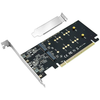 PCI-Express X16 ke M.2 Dual-port NVMe SDD adaptor Hard Disk PCIE4.0, kartu ekspansi kecepatan penuh untuk komputer Desktop