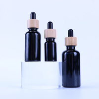Botol Minyak Esensial Kaca Hitam dengan Tutup Bambu 5ml 10ml 15ml 20ml 30ml 50ml 100ml